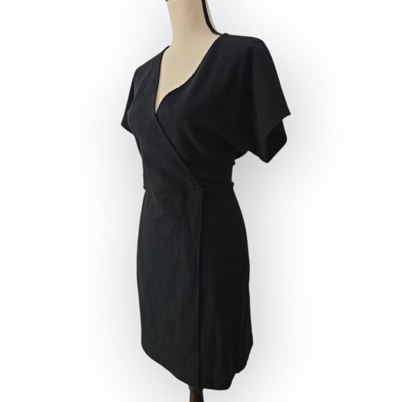 Madewell Black Faux Wrap Mini Dress M Medium NWOT - Picture 5 of 8